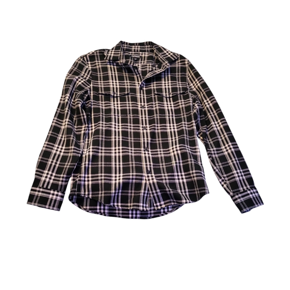 Men's Express Black Plaid Shirt